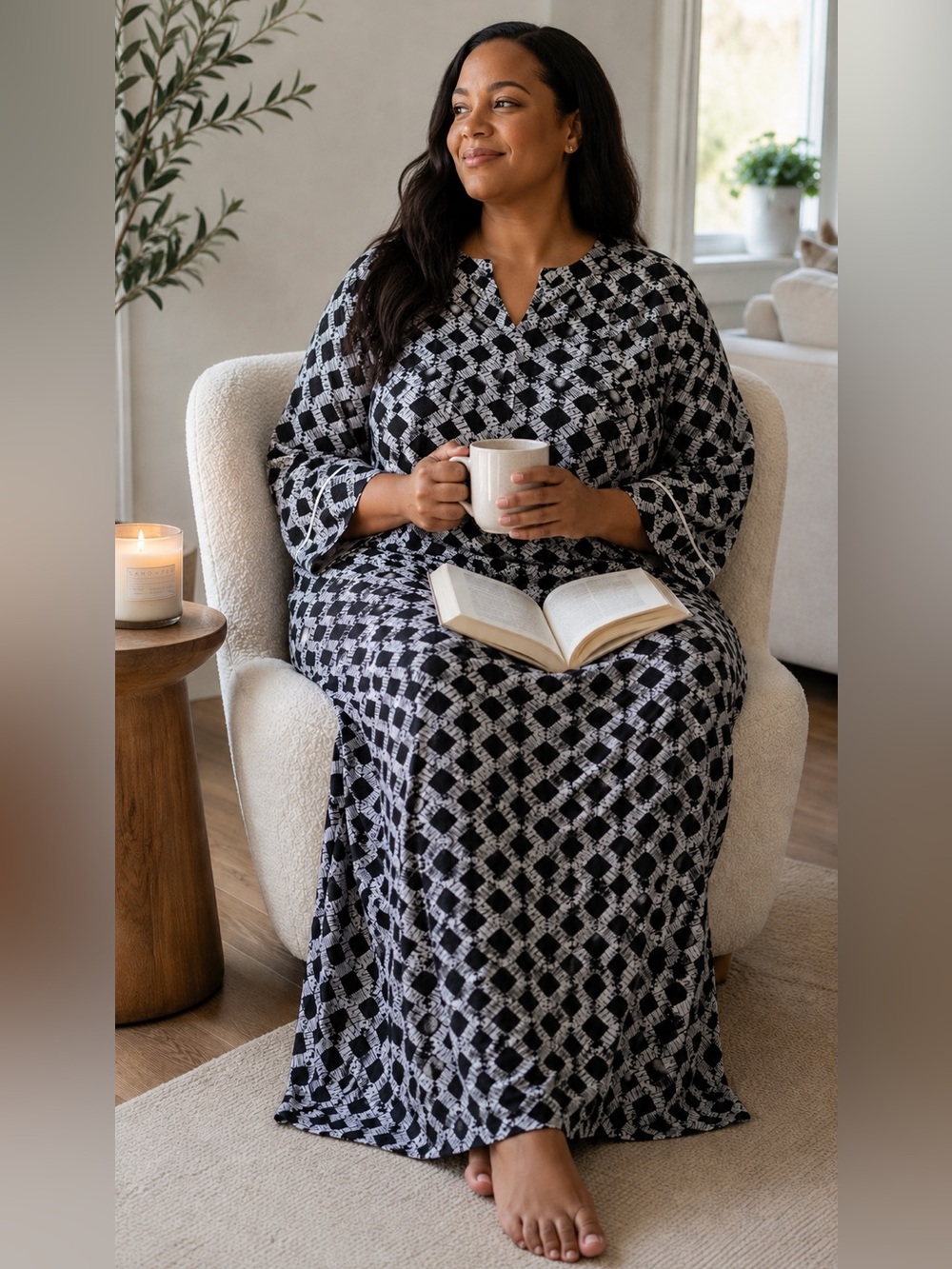 Donna Karan Sleepwear Geometric Diamond Pattern Size 3X Lounge Plus Size
